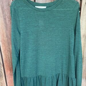 **NWT** Loft Green Long Sleeve Peplum Top Size Medium